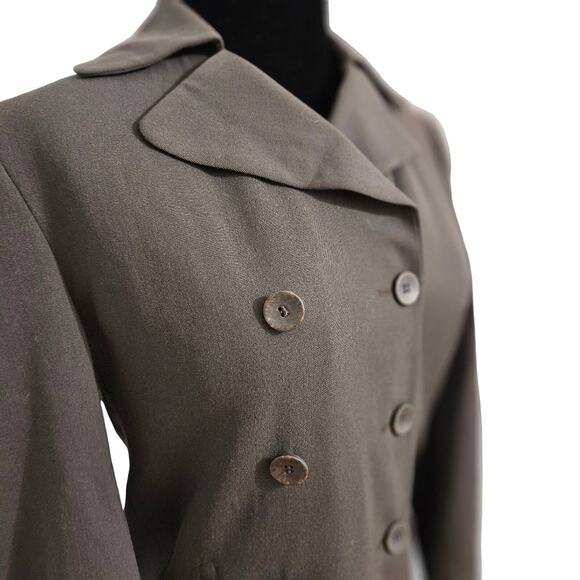 Ann Freedberg 100% Wool Double Breasted Long Line Chocolate Brown Blazer - Picture 9 of 10